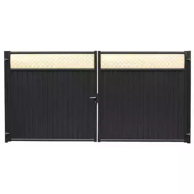 Ворота распашные модульная панель Эстет Плюс 2м 3.6м RAL 7024 (декор. RAL 1014) Grand Line